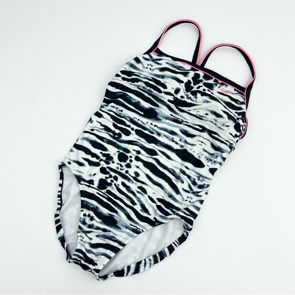 Nike Black and White Zebra Print One Piece Swimsuit